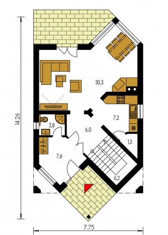 Mirror image | Floor plan of ground floor - HARMONIA 30